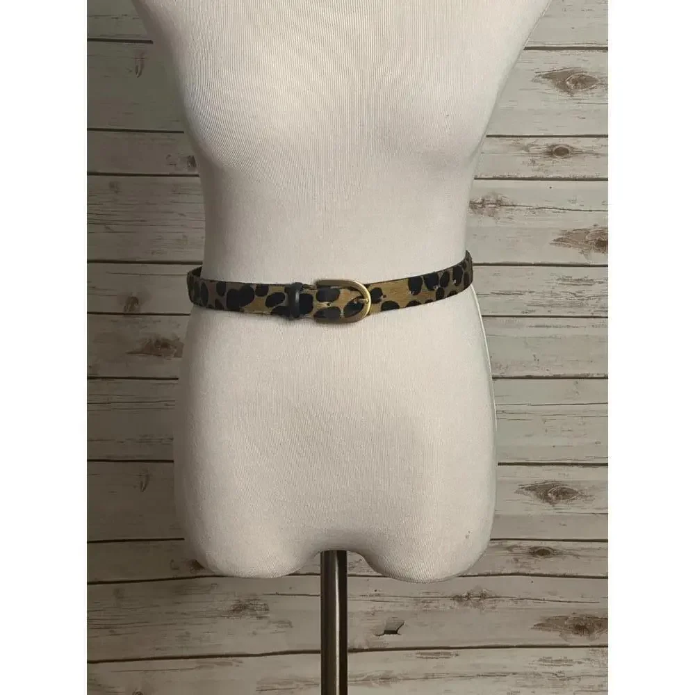 Vintage Casual Corner classic mob wife calf-hair leopard print belt Size Small